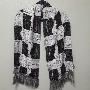 ZazouLuxe Scarf Music Collage  Wearable Art 100% Silk